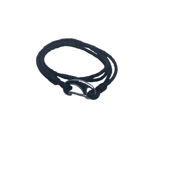 Braided Black Leather Bracelet With Steel Claw Clasp Mens 7.5 Inch Wristband - Picture 1 of 6